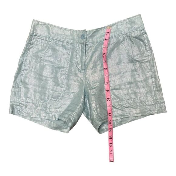 Tommy Bahama Sea-foam Mint Green Shorts Sparkle Size 4 100% Linen Designer EUC - Picture 3 of 6
